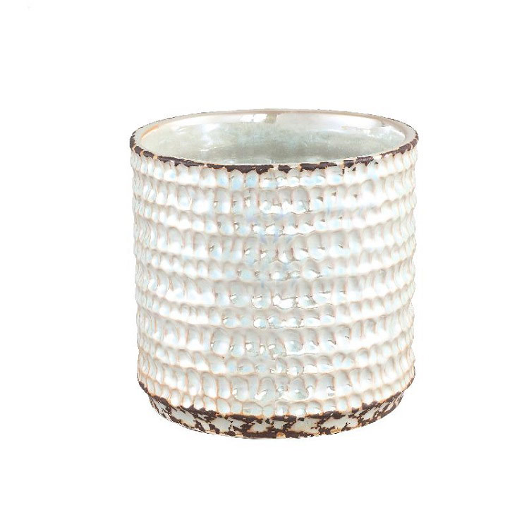 Davita White Glazed Ceramic Pot Dots Round (Medium) - Indoor Pots ...